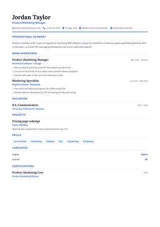Classic resume template preview