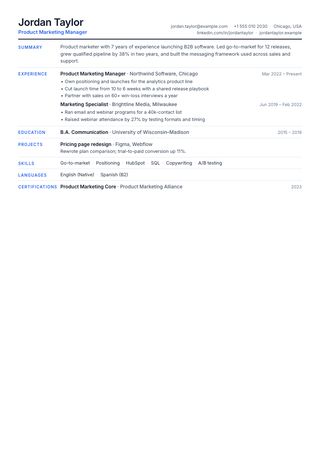 Compact resume template preview