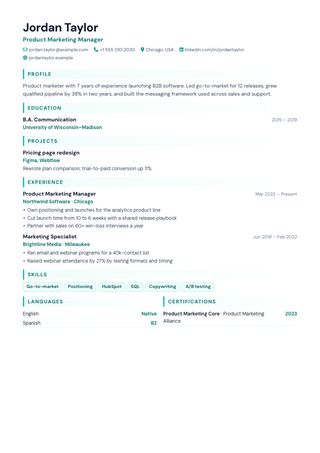 Student resume template preview
