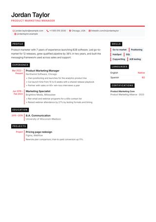Swiss resume template preview